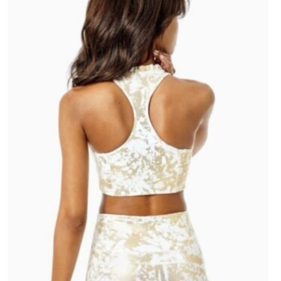 Lilly Pulitzer Luxletic Lindsay Sports Bra UPF 50+ Size Medium Workout Metallic - Picture 2 of 12